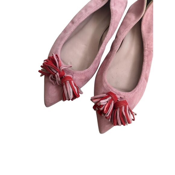 J CREW Pink Suede Tassle Pointed Flats Size 6.5 - Picture 7 of 8